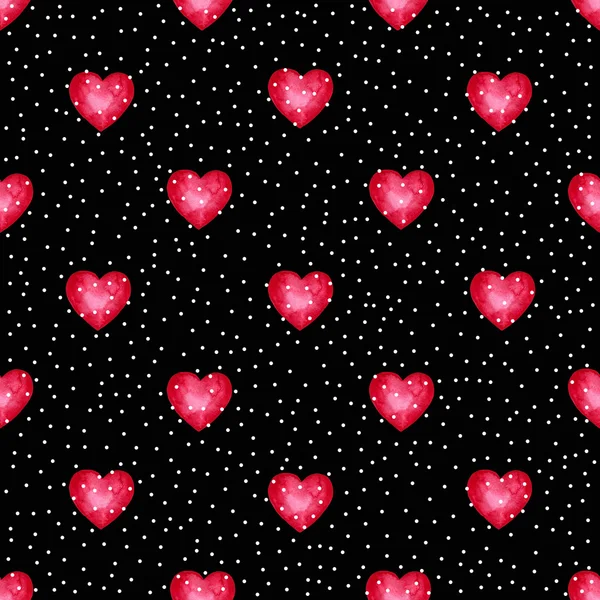 Lindo fondo acuarela corazones rojos —  Fotos de Stock