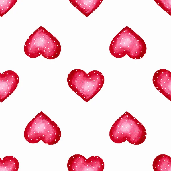 Cute watercolor background Red hearts — Stock Photo, Image