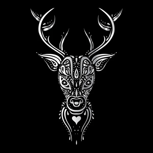 Tête de cerf. Style de tatouage polynésien — Image vectorielle