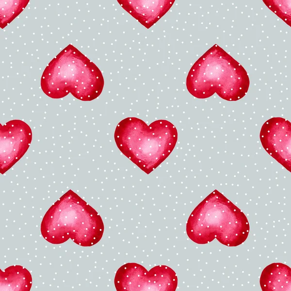 Lindo fondo acuarela corazones rojos —  Fotos de Stock