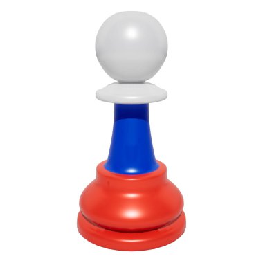 Rusya 'daki satranç piyonu figürü beyaz izole arkaplanda bayrak stili