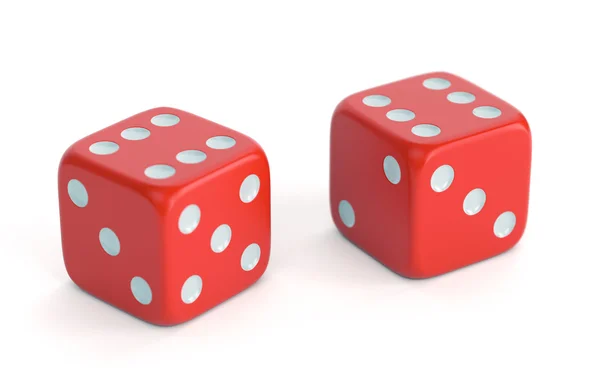 Red dices with number 6 — Stock Photo, Image