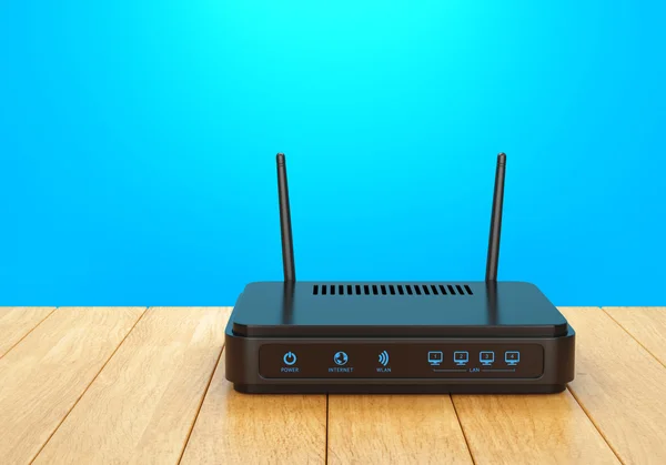 Wi-Fi router on wooden table — Stock Photo, Image