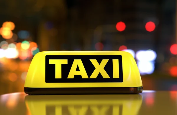 Taxi skylt på bil — Stockfoto