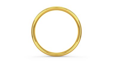 Altın yuvarlak alyans beyazda izole.