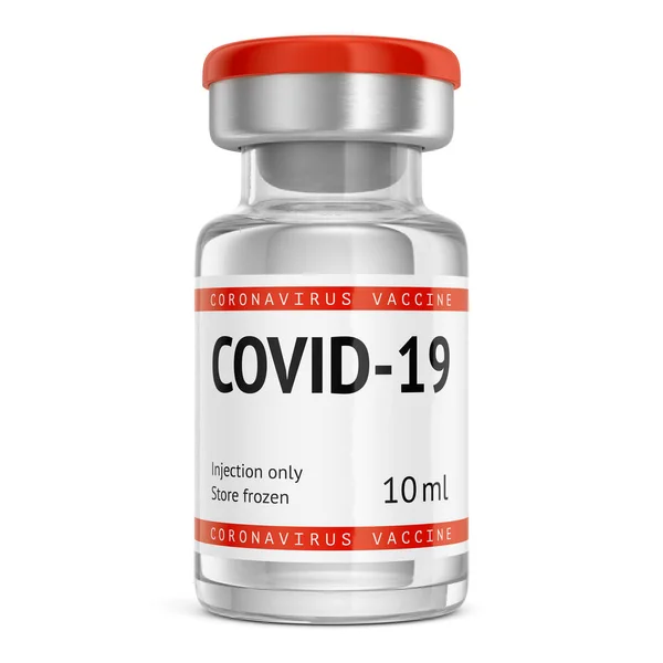 COVID-19 injection vaccine in glass vial bottle — Stock Photo, Image