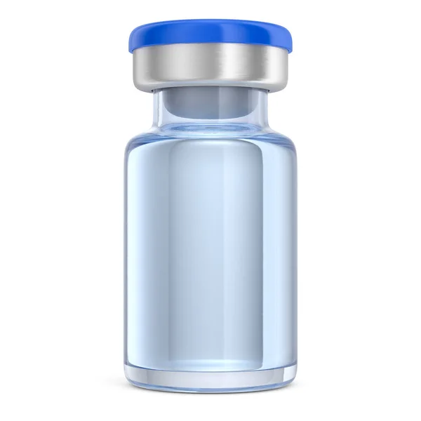 Вакцина для инъекций в бутылку с голубым стеклом — стоковое фото