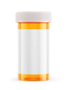 Amber eczane şişesi beyaz arka planda izole