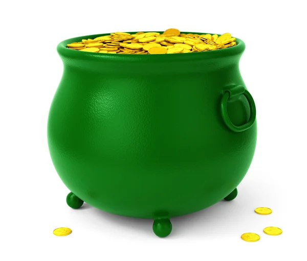 コインと緑のポット — ストック写真
