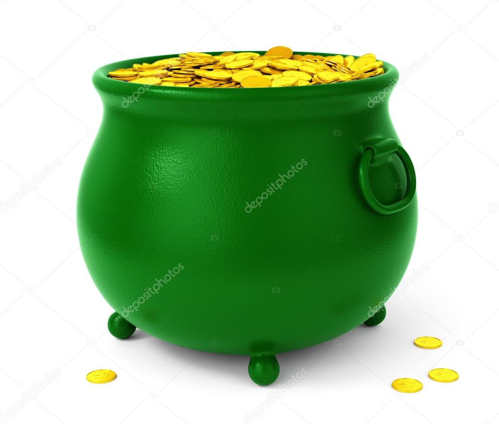 Green pot with coins