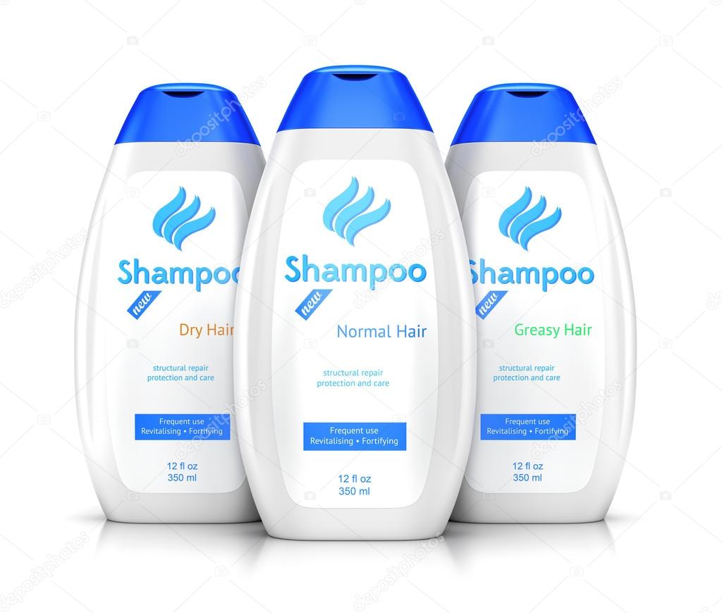 Three bottles of shampoo