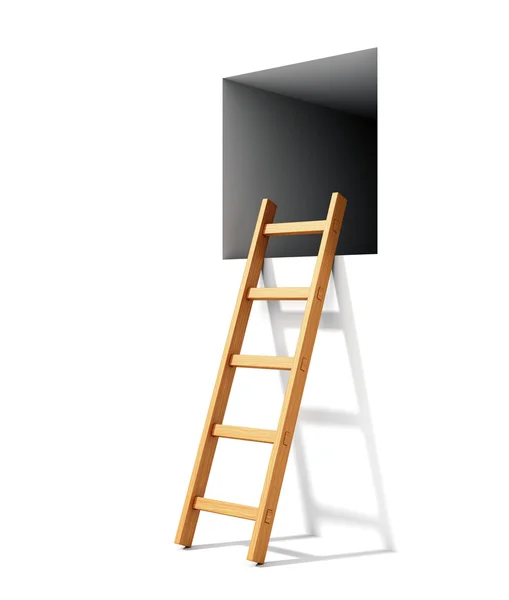 Ladder and window in wall — Stock Photo, Image