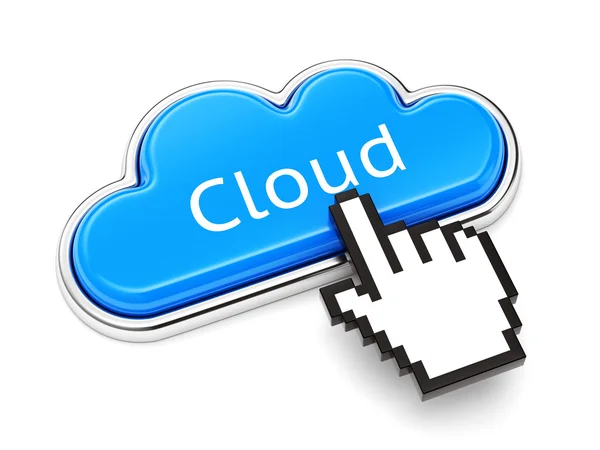 Cloud button and hand cursor — Stockfoto