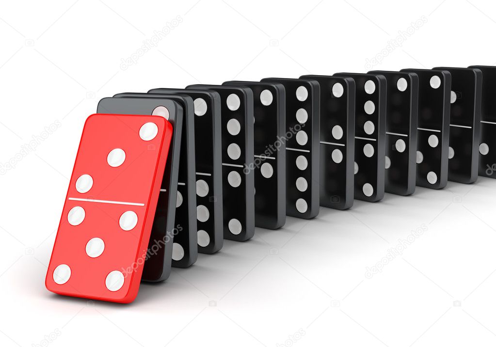 Group of dominoes in a row