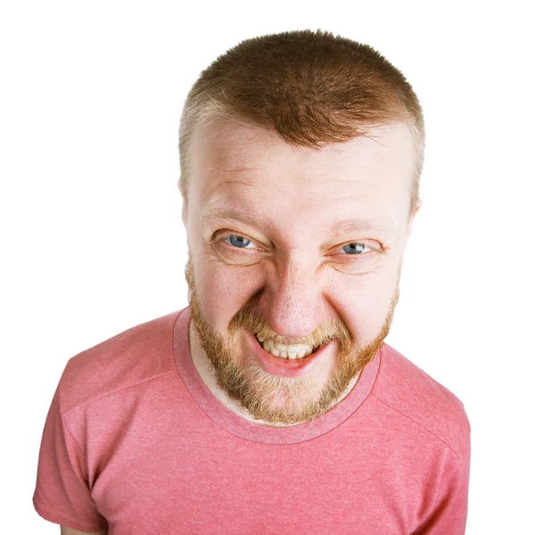 Irritado irritado homem irritado em uma camisa rosa — Fotografia de Stock