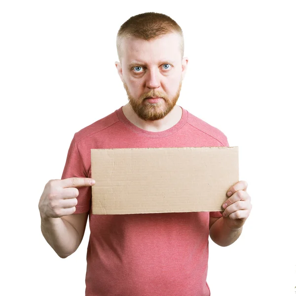 Man with a sign in his hand — Stock Photo, Image