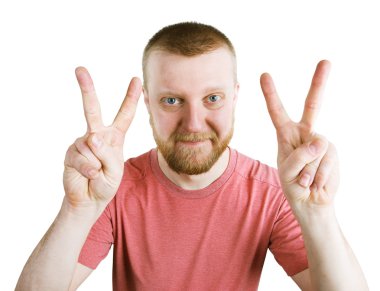 Adam ellerini, tüm iyi olduğunu gösteren