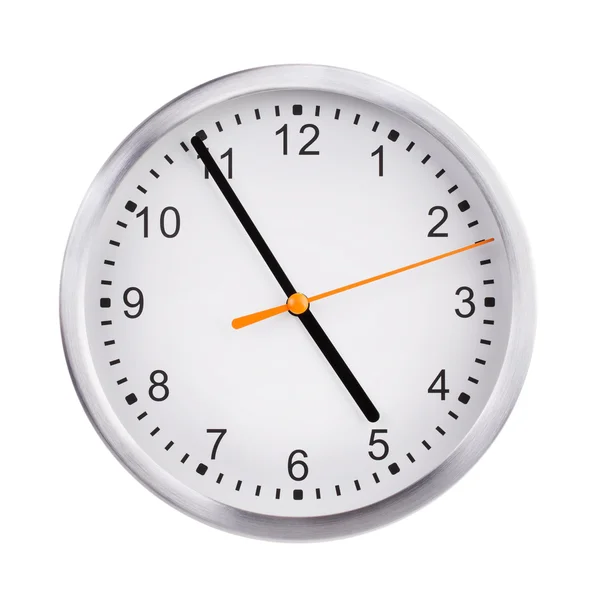 Office round clock shows almost five hours — Stock Photo, Image