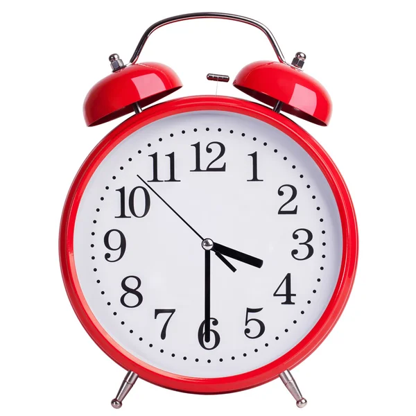 Round alarm clock shows half past three — Stock Photo, Image