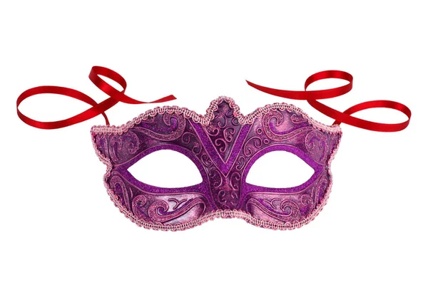 Máscara Carnaval Com Cordas Fundo Branco — Fotografia de Stock