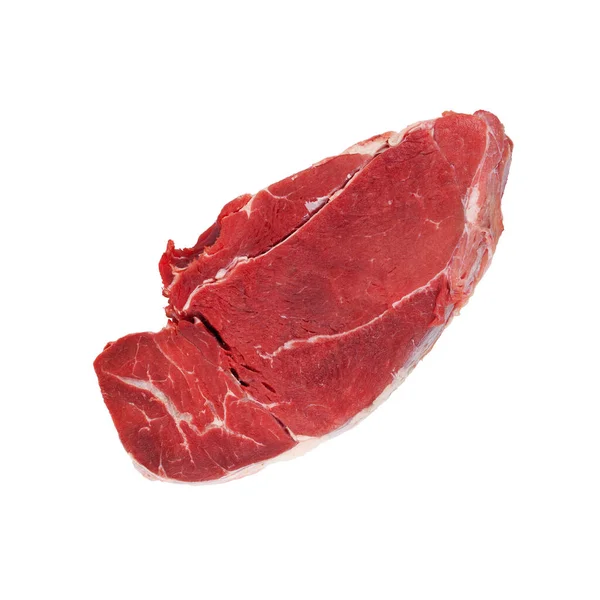 Stor Bit Färskt Nötkött Vit Bakgrund — Stockfoto