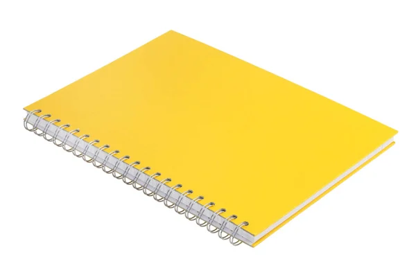 Yellow Thick Notepad Spiral White Background — Stock Photo, Image