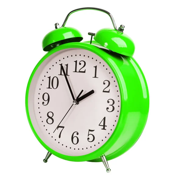 Iron Green Alarm Clock White Background — Stockfoto