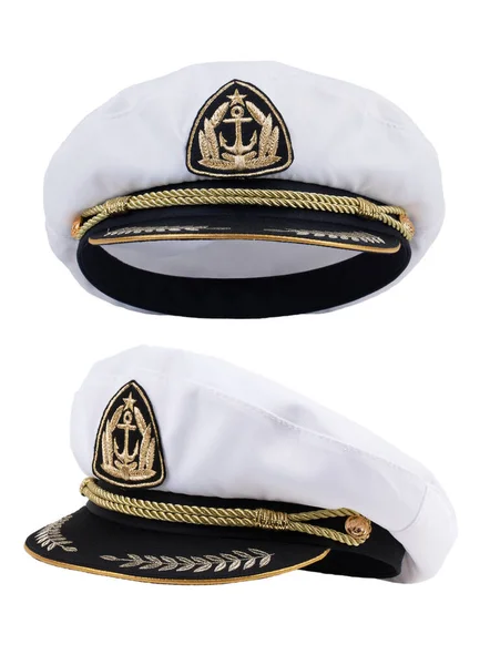 Marine Cap Zwei Winkeln Auf Weißem Hintergrund — Stockfoto