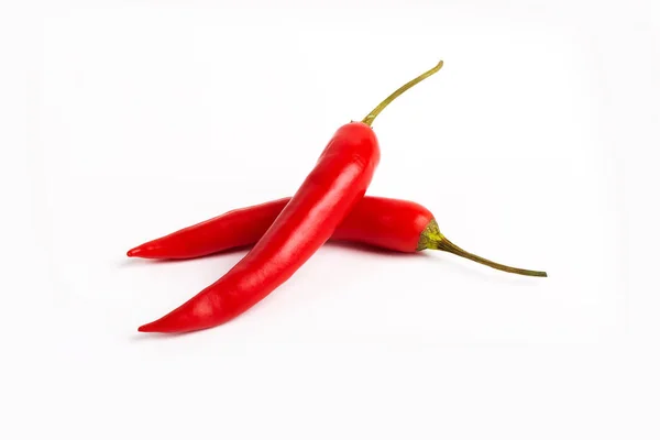 Two Hot Red Peppers White Background — Stock Photo, Image