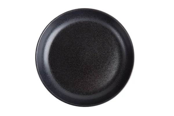 Black Ceramic Plate White Background Isolated — Stock Photo, Image