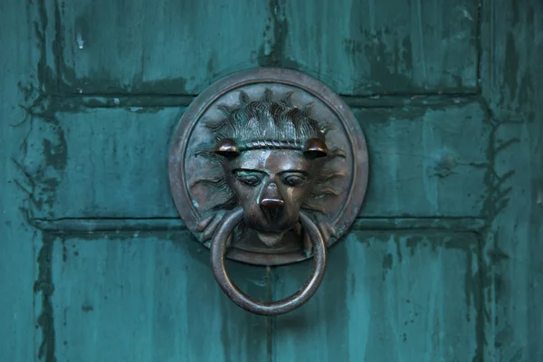 Antique door handle in the form of a lion — Stock Photo, Image