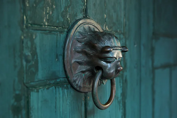 ライオンの形で旧式なドア ハンドル — ストック写真