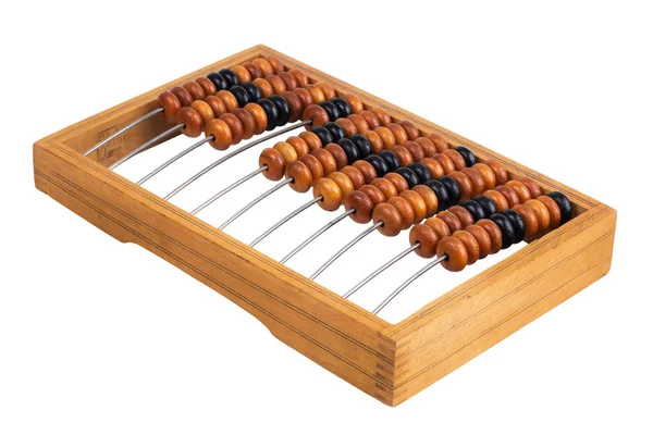 Old abacus lay on a white background — Stock Photo, Image