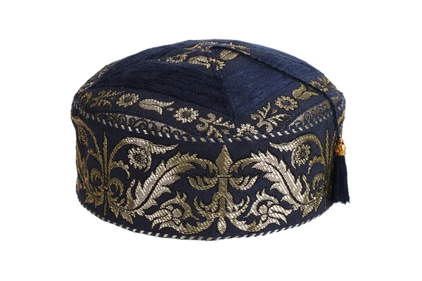 Fehér alapon kék skullcap — Stock Fotó