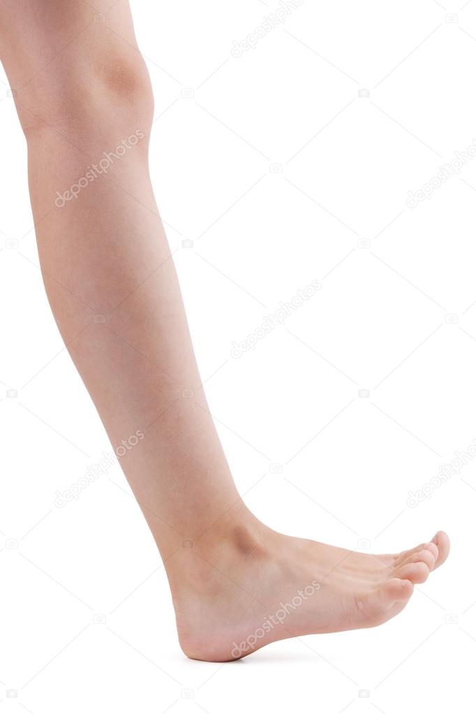 Right human foot on a white background
