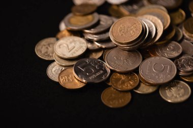 coins on black background, funeral concept clipart