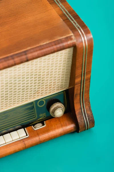 Close View Vintage Radio Receiver Turquoise — Stock Photo, Image