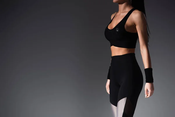 Cropped View Sportive Woman Sportwear Black — Stock Photo, Image