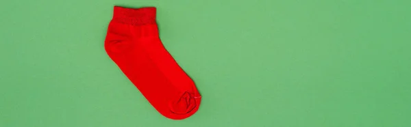 Website Header Red Christmas Stocking Green Background Copy Space — Stock Photo, Image