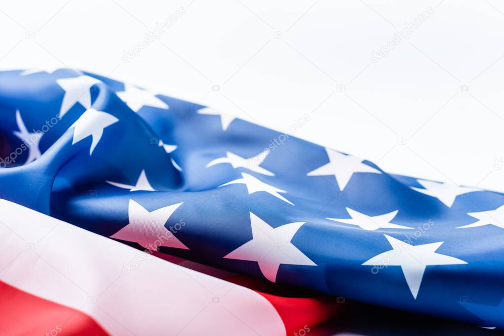 flag of usa with stars and stripes isolated on white