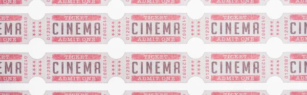 Vista dall'alto dei biglietti del cinema su bianco, banner — Foto stock