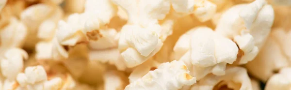 Close up view of airy crispy popcorn, banner, cinema concept — Stock Photo