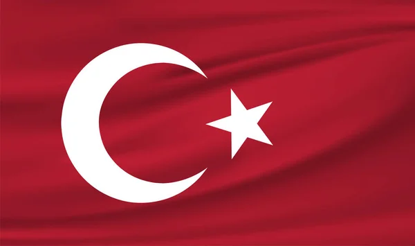 Red Flag Waving Turkish Flag — Stock Vector