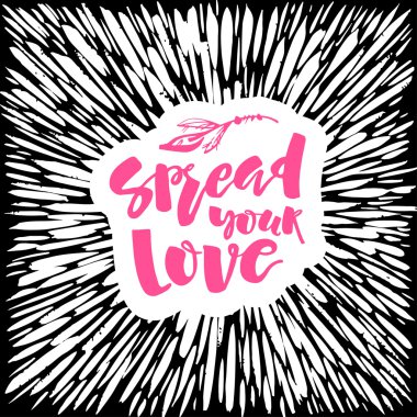 Aşk ve sadaka kavramı el yazma motivasyon afişi.