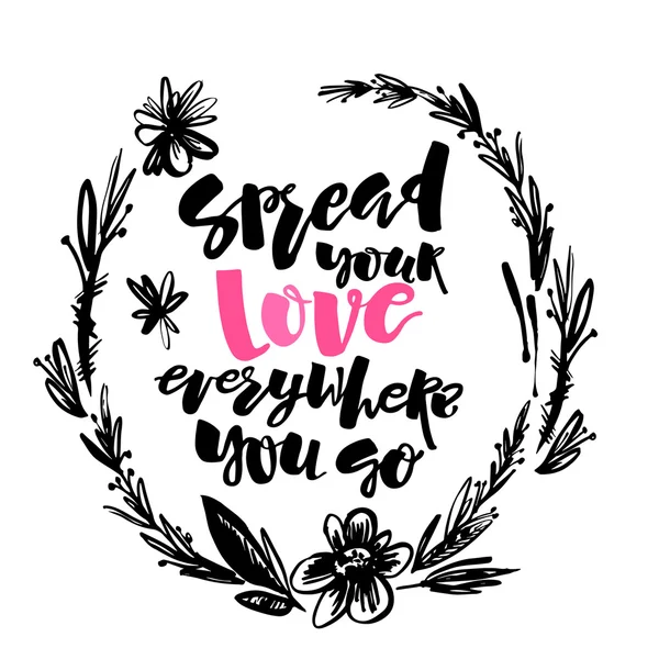 Amor e caridade conceito mão lettering motivação cartaz . — Vetor de Stock