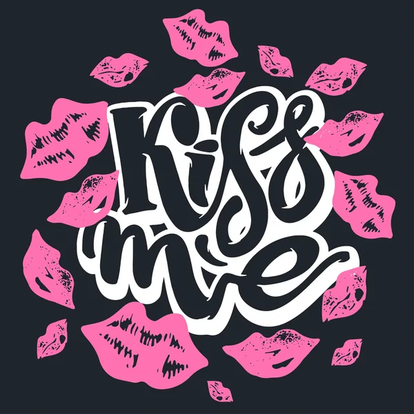 Beija-me. Amor lettering poster motivação . — Vetor de Stock
