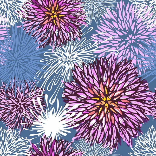 Modèle de fleur sans couture dessiné à la main — Image vectorielle