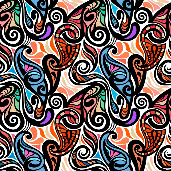 Colorful abstract seamless paisley pattern — Stock Vector