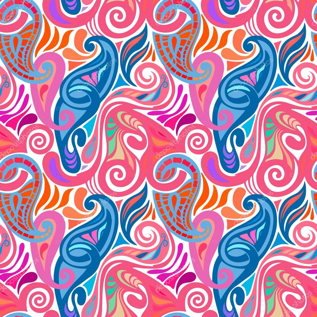 Colorful abstract seamless paisley pattern