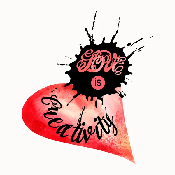 Sevgi ve Sevgililer günü yazı kalp sembolü — Stok Vektör